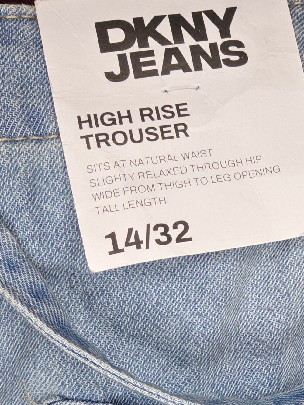 NWT DKNY Jeans High Rise Wide Leg Trouser Jeans 14/32 Light Wash Quiet Luxury - Picture 10 of 10